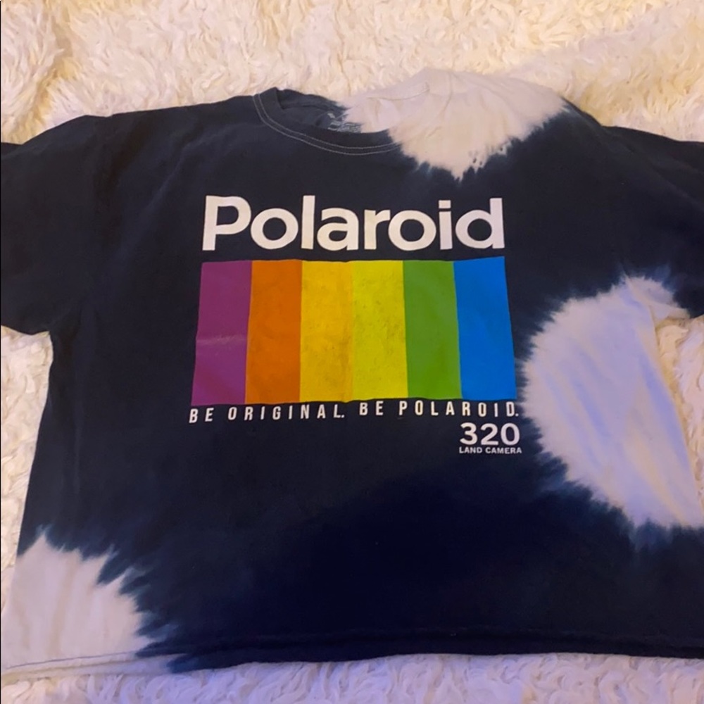 Bleach tie-dye Polaroid crop top